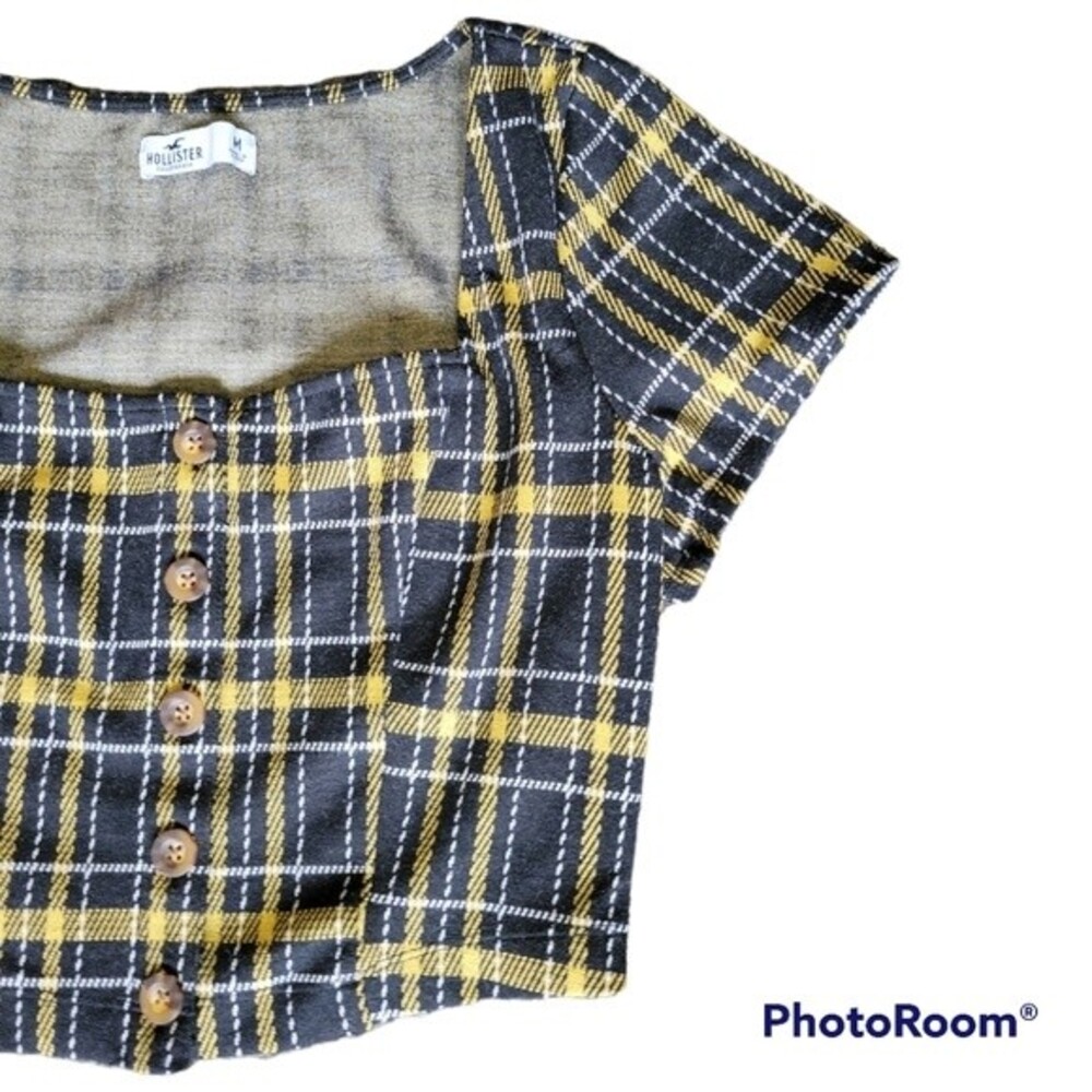 Hollister Yellow/Black Plaid Crop Top